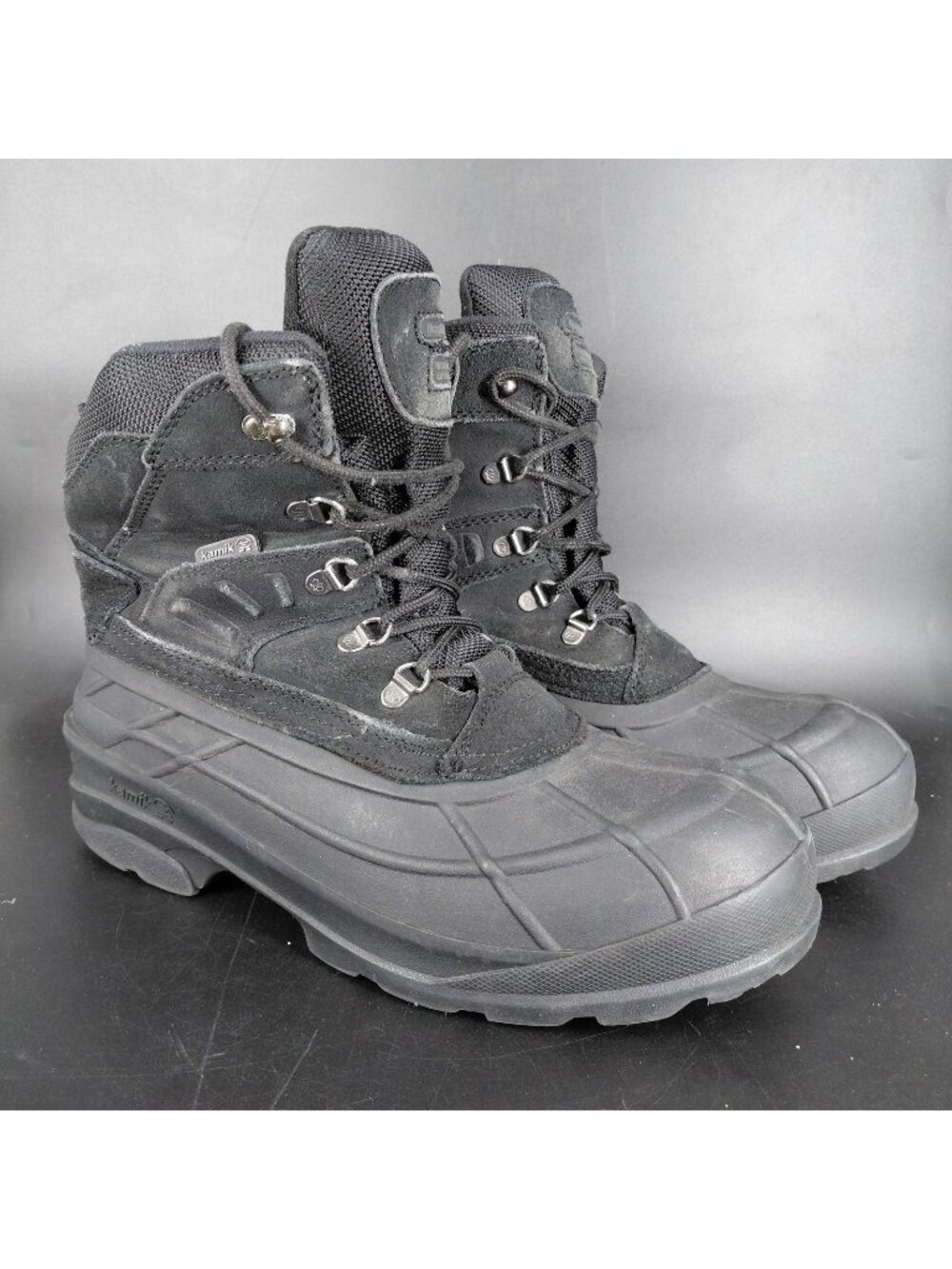 Kamik Boots Mens Size 10 Black Suede Waterproof Insulated Snow Shoes Winter Warm